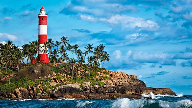 Kovalam lighthouse and coastline